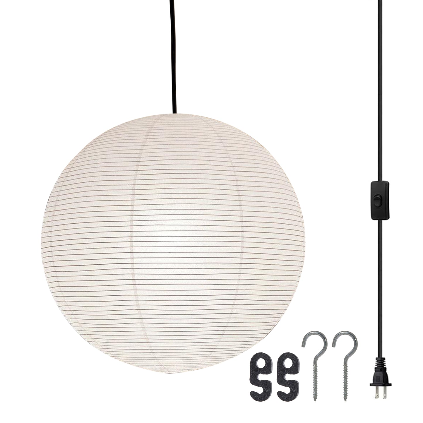 White Paper Pendant - Akari Rice Paper Pendant (No bulb included) - All Sizes Available