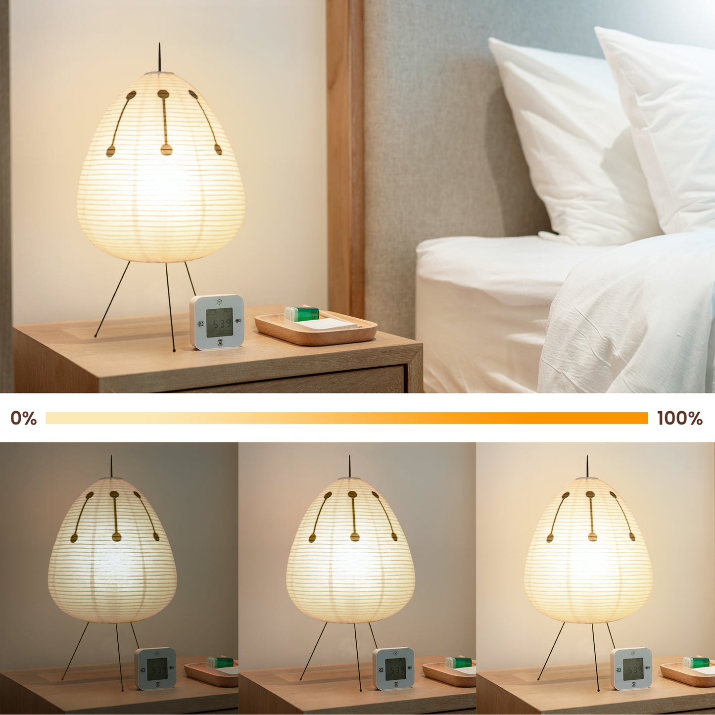NOGY Akari Paper Lamp with Black Design • Akari Lantern Lamp • Rice Paper Lantern Lamp • Japanese Lamp • White Paper Lamp (Black/White)