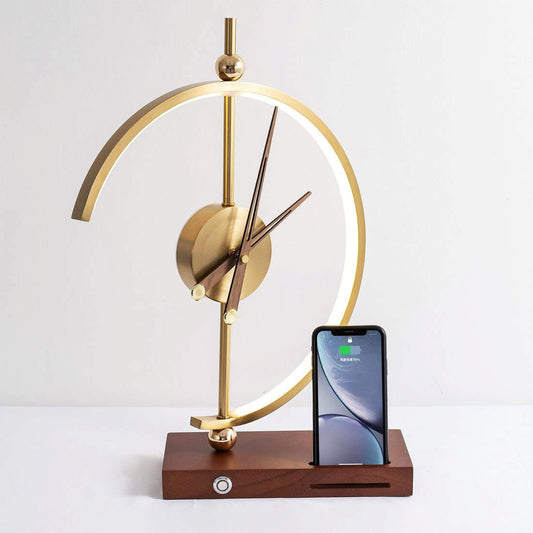 NOGY Clock Desk Lamp with Wireless Charger • Wireless Charger Lamp with Analog Clock • Analog Desk Clock LED Lamp Wireless Charger • Home Office Desk Lamp