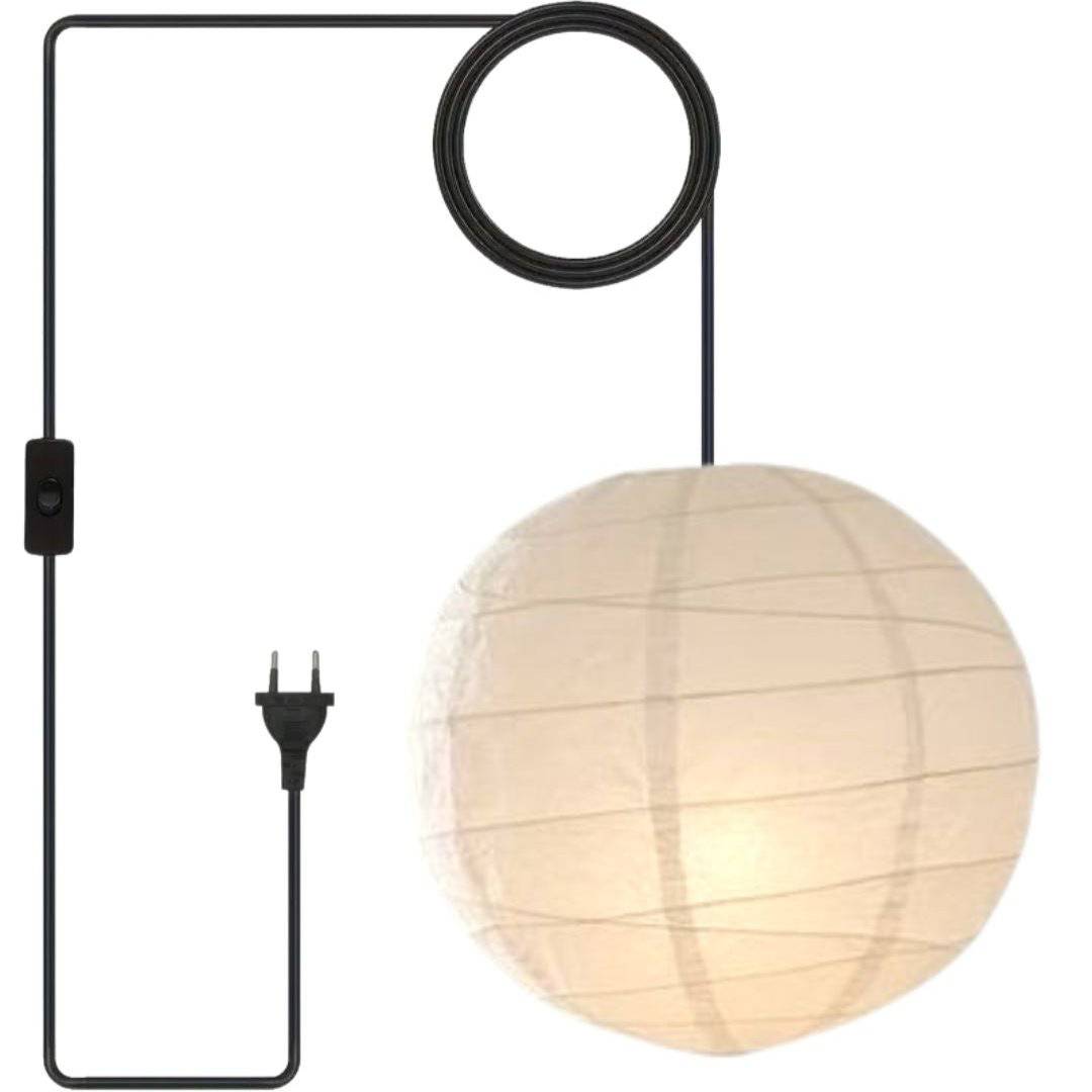 Asian style lantern - Off White Paper Pendant - Rice Paper Pendant - Hardwire or Plug in Available - NOGY