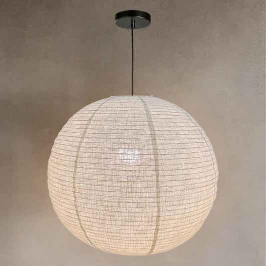 Japanese Style Lantern - Off White Round Linen Pendant - Linen Pendant - NOGY