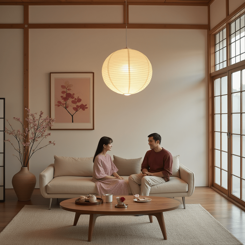 Japanese Style Lantern - Off White Round Paper Pendant - Rice Paper Pendant - All Sizes Available - NOGY