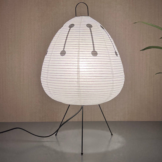 NOGY Akari Paper Lamp with Black Design • Akari Lantern Lamp • Rice Paper Lantern Lamp • Japanese Lamp • White Paper Lamp (Black/White)