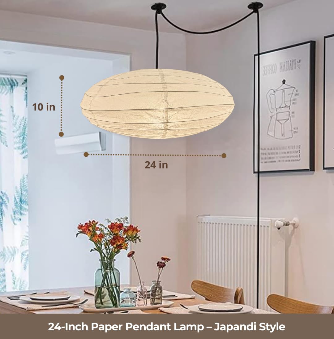 NOGY Paper Lantern ( No Bulb INCLUDED) • Japanese Pendant Lamp • Ceiling Paper Lamp Shade • White Paper Lantern (Ceiling) - NOGY