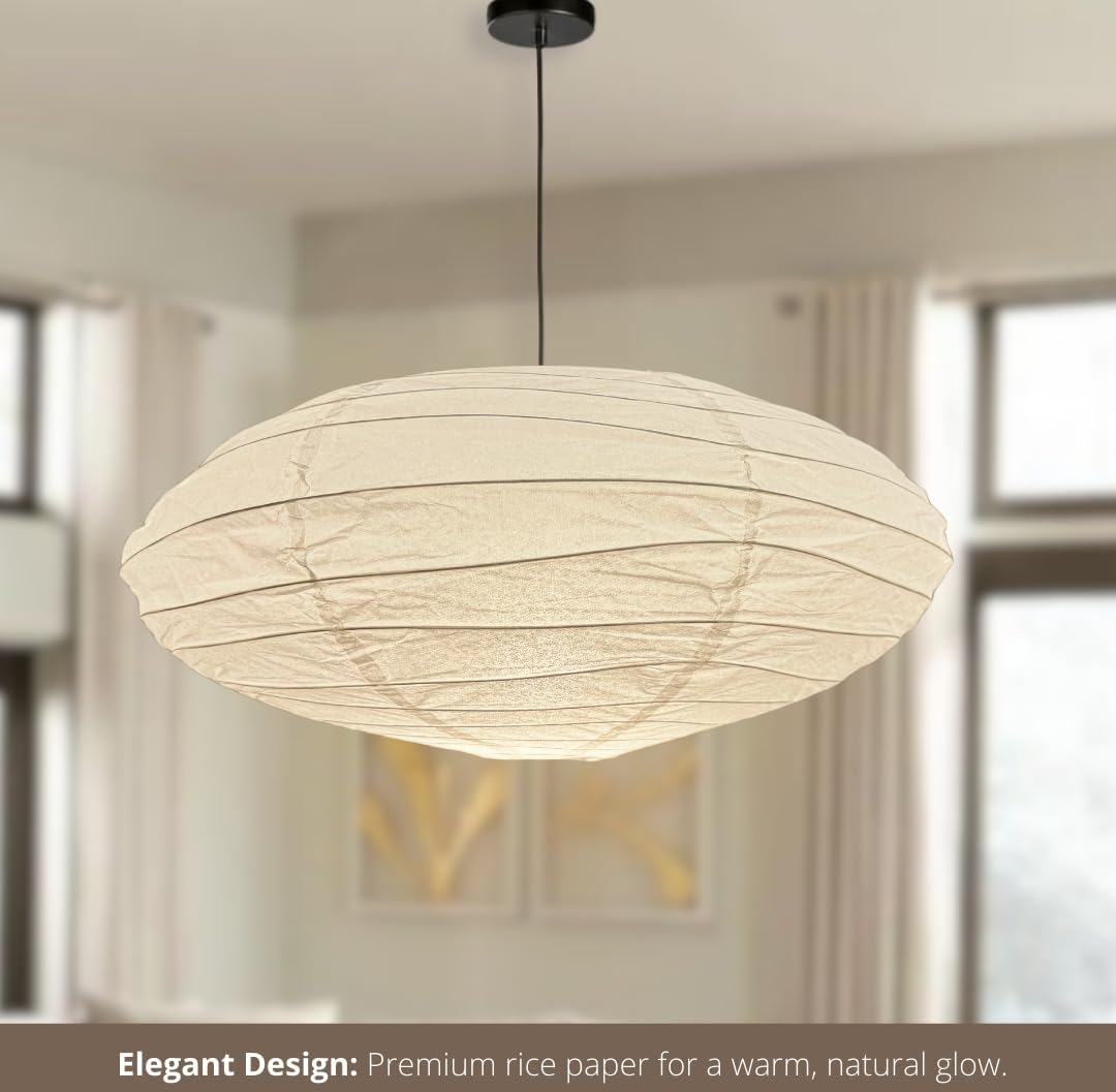 NOGY Paper Lantern ( No Bulb INCLUDED) • Japanese Pendant Lamp • Ceiling Paper Lamp Shade • White Paper Lantern (Ceiling) - NOGY