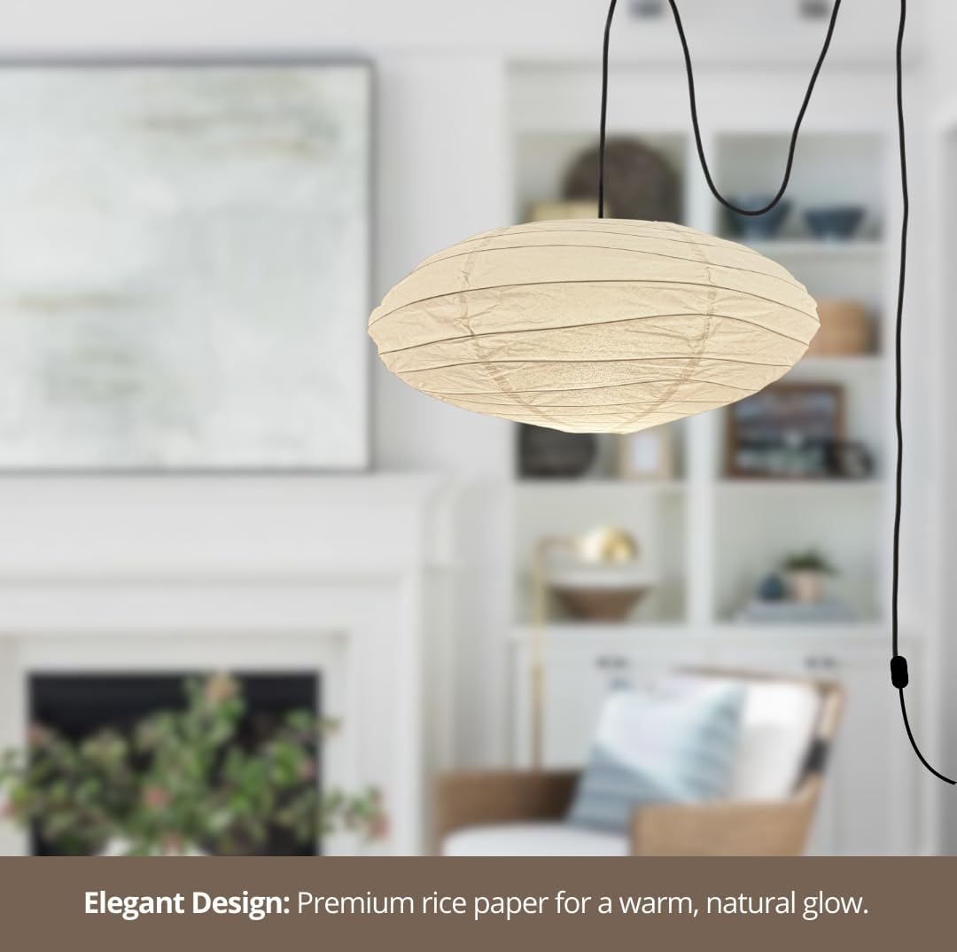 NOGY Paper Lantern ( No Bulb INCLUDED) • Japanese Pendant Lamp • Ceiling Paper Lamp Shade • White Paper Lantern (Ceiling) - NOGY