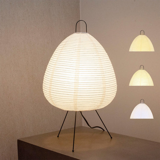 NOGY Akari Lantern Lamp • 3 Color Temp Bulb • Table Paper Lamp • Rice Paper Lantern Lamp • Japanese Lamp • Off White Paper Lamp